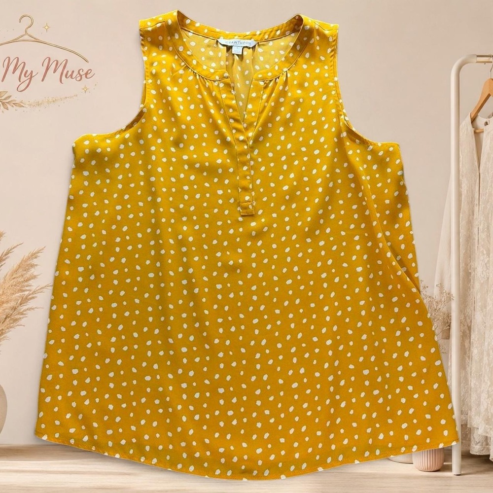 Yellow with white polka dot blouse